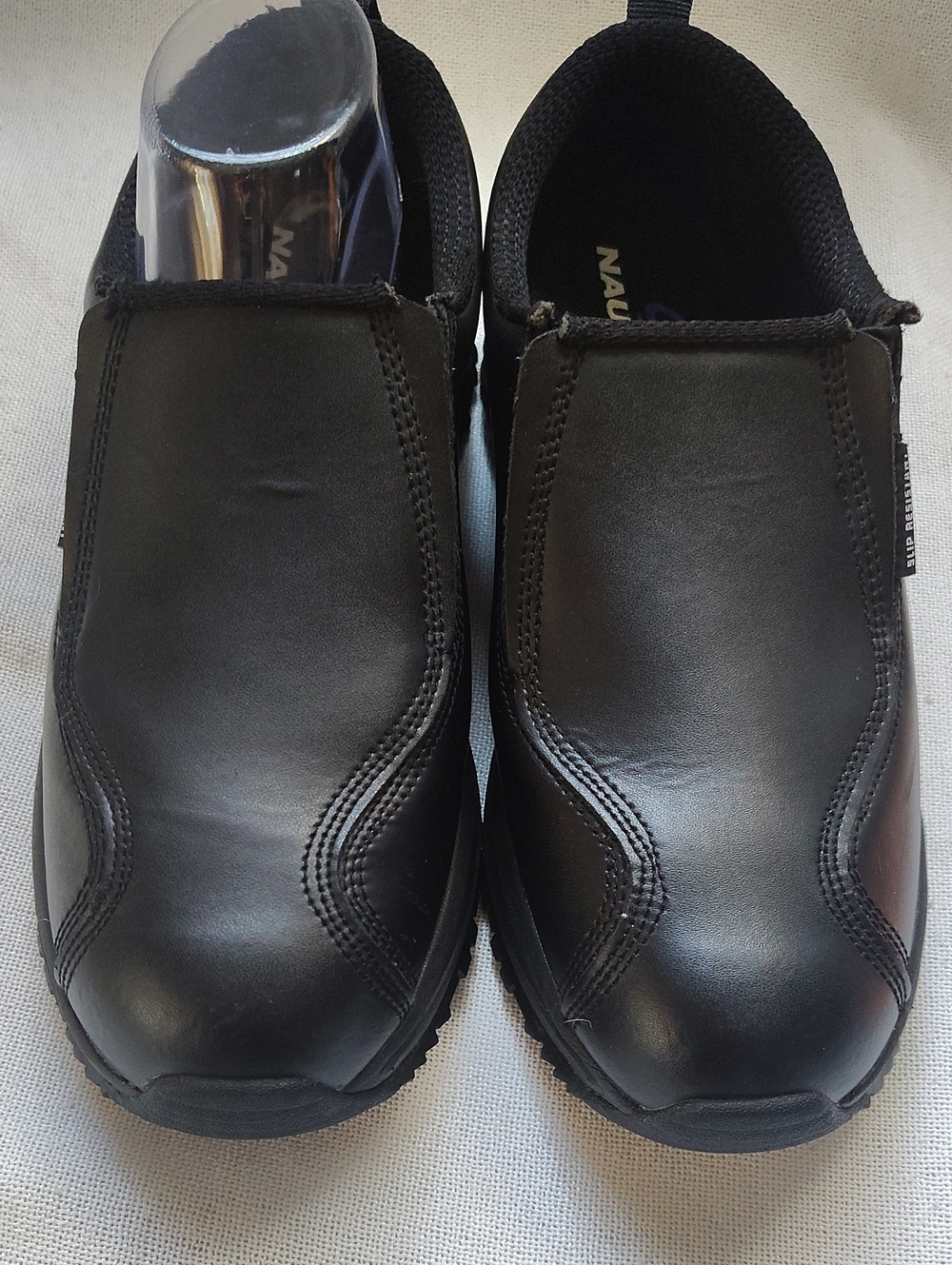 Nautilus Black Slip-On Leather Work Loafers